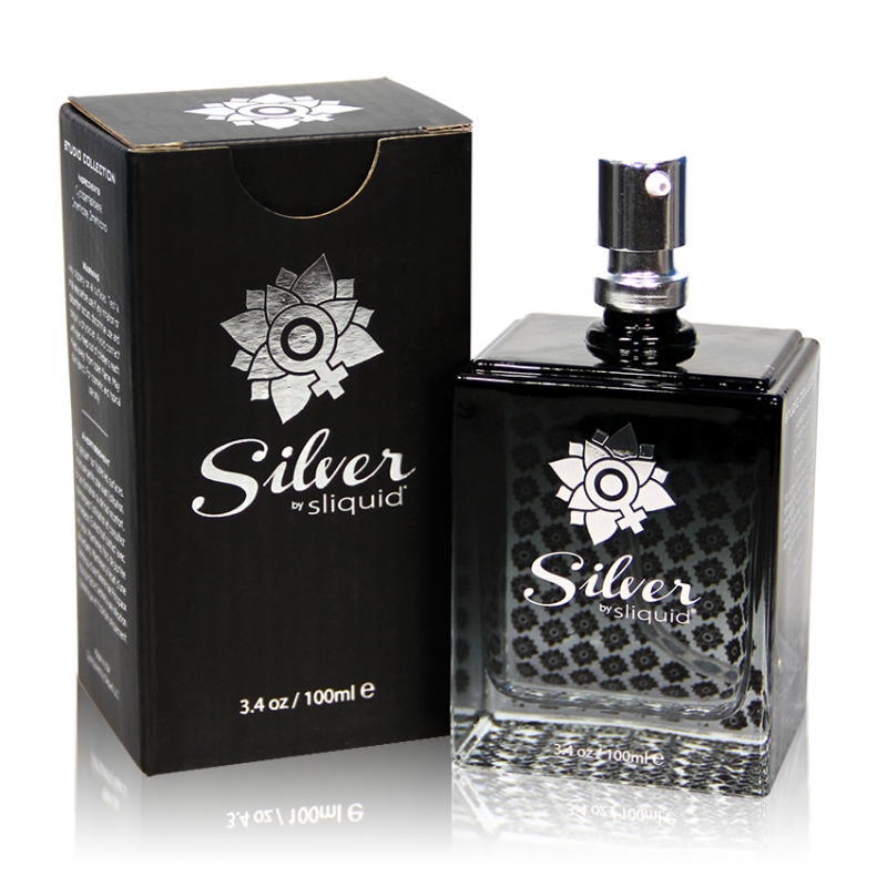 Silver Studio Collection with Box Close Up - Silicone lube with pump top