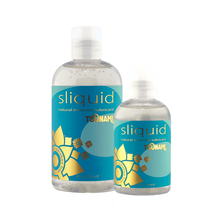 Sliquid Tsunami ultra thick gel in 8.5 and 4.2-ounce bottles.